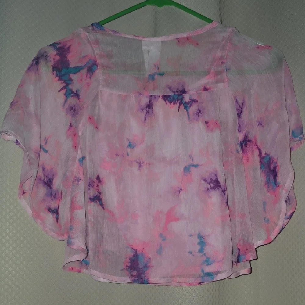 Justice Pink and Purple Tie-Dye Blouse with Sequin Detail